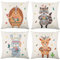 Kissenbezug 50x50 cm 4er Set Natur Leinen Kinderkissen Bezug Cartoon Tiere Igel Hase deko Kissenbezüge Kissen Bunt Zierkissenbezüge ​für Wohnzimmer Kissenhülle Sofakissen Kinderzimmer Kindertag Deko