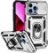 Hitaoyou iPhone 13 Pro Case with Camera Cover & Kickstand, Military Grade Shockproof Heavy Duty Protective Case with Magnetic Car Mount Holder - Silver
