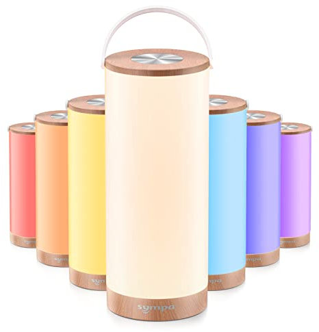sympa Lampe de Chevet LED, Lampe de Table Tactile Veilleuse Exterieur Chambre 4000 mAh, Lampe Led sans fil a Pile avec 8 Couleur, IP45 imperméable pour Nuit Fête Bar Camping et le salon
