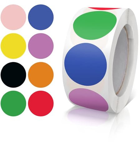 Round Sticker 500 Stk Runde Aufkleber Stickers 25mm Farbkodierung Etiketten Rolle Kleine Klebepunkte 8 Farben