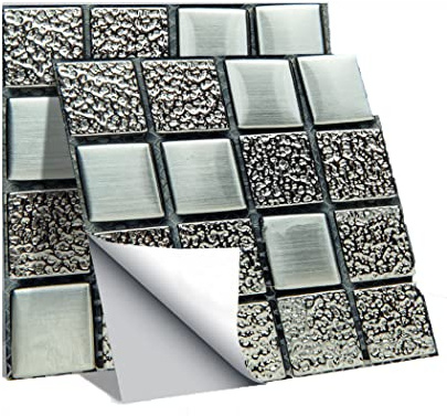 20X Glitzer-Fliesenaufkleber, selbstklebend, hitzebeständig, wasserdicht, Küchenfliesenaufkleber, Mosaikfliesen-Aufkleber für Badezimmer, Wohnzimmer, Küche, Zuhause, Wanddekoration, 10 x 10 cm