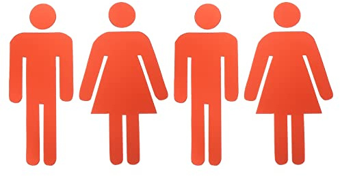 PATIKIL 2 Pares Adhesivos Señales Baño, WC Cartel Señal Hombre y Mujer Acrílico Placa de Puerta Aseo Fácil de Aplicar para Cafetería Restaurante Hotel,67mm Ancho, Rojo