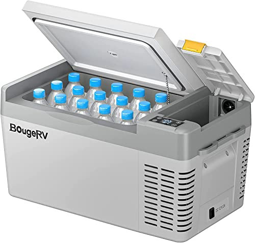 BougeRV CRPRO Kompressor Kühlbox 12v, 20 Liter Auto Kühlbox(-22℃~10℃), 12/24V DC &110-240V AC Tragbarer Auto Kühlschrank, 12v Kühlschrank, für Auto, Camping, Reisen, Grau (Aktualisierte Version)