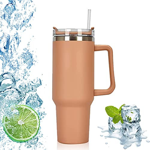 Doppelwandiger Edelstahl Thermobecher mit Strohhalm,Vakuum Isolierbecher Becher,Edelstahl Kaffeebecher mit Deckel,Kaffeetasse für Heißer und Kalter Getränke,Reisebecher Thermobecher Kaffee für Auto