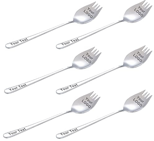 Muka 6 Stück Personalisierte Salatbesteck Edelstahl Silber Salatgabel- 7,5 Zoll