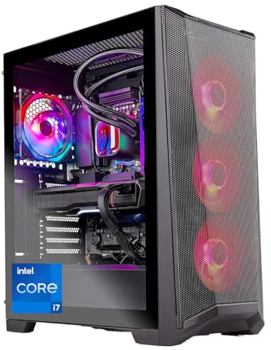 Skytech Chronos Gaming PC Desktop - Intel Core i7 13700K 3.4GHz NVIDIA RTX 4070 1TB NVME SSD, 32GB DDR5 RAM RGB, 750W Gold PSU, 360mm AIO, 11AC Wi-Fi, Windows 11 Home 64-bit, Nero
