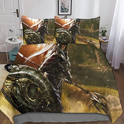 219193-The_Elder_Scrolls_V_Skyrim Süße Dekoration 3d Bettwäsche Set,Bettbezüge Mit Kissenbezüge, Weiche Bettbezug Sets Spannbetttücher,3d Bettdeckenbezug Mit Kissenbezug, Bettbezüge Mit Reißverschlus