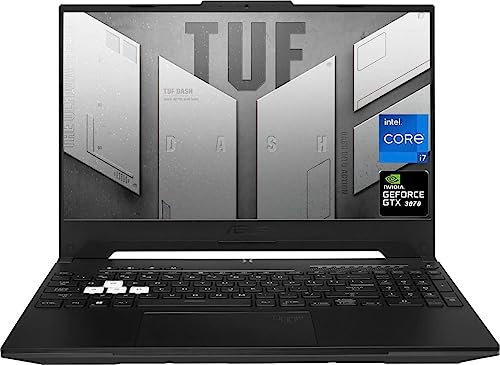ASUS TUF Dash Ordinateur portable de jeu, écran FHD 144 Hz, Intel Core i7-12650H, GPU NVIDIA GeForce RTX 3070, RAM DDR5 16 Go, SSD NVMe 1 To, Wi-Fi 6, noir, Windows 11 Home