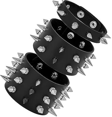 Manfnee Punk Besetztes Armband Leder Nieten Armband für Damen Herren Gothic Armbänder Schmuck