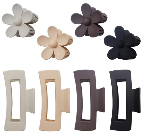 8 Stück Große Haarklammer für Dickes Haar Blumen Haarspangen Damen Groß Rechteckig Haarklammer Groß Dickes Haar Rutschfeste Matte Haarklammern Set für Frauen Mädchen