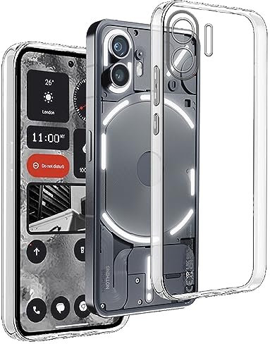 REY Funda Carcasa Gel Transparente para Nothing Phone 2, Ultra Fina 0,33mm, Silicona TPU de Alta Resistencia y Flexibilidad