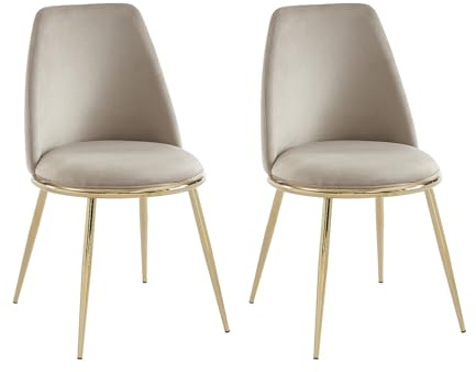 PASCAL MORABITO Vente-Unique - Lot de 2 chaises en Velours et métal doré - Beige - NEBINA - Salle à Manger