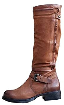 NUSGEAR 2023 Botas altas para Mujer, botas planas Botas por encima de la rodilla Muslo Invierno Otoño Botas de Jinete Botas de tacón bajo Vintage Botas de nieve Moda Casual Fiesta Cómoda Zapatos