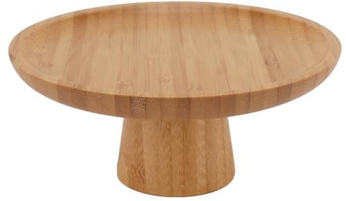 Grande Assiette à Fruits, Support à Gâteau Rond en Bois Massif, Plateau de Base Haut pour Cupcakes et Desserts de Style Rustique, pour Mariages, Fêtes D'anniversaire (Couleur