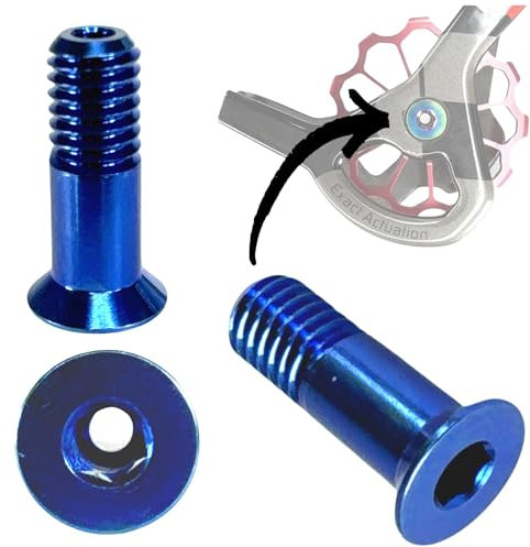 F26 Dérailleur arrière en titane M5 x 15 mm pour vélo VTT / vélo de course Tuning Hollow SL Vis (bleu)