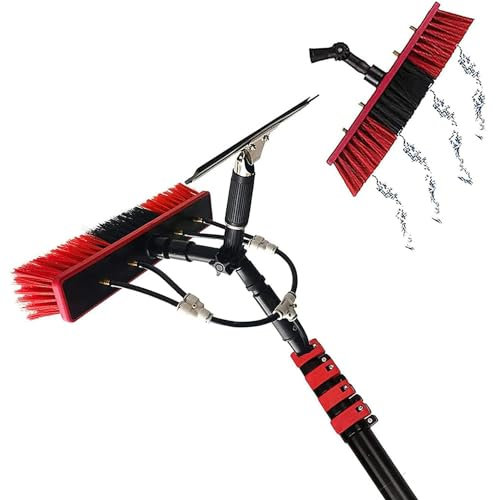 YMAOMAO Perche Telescopique Nettoyage, Perche Télescopique Lave-Vitre Alimenté en Eau, Poteau De Nettoyage De Vitres Télescopique Alimenté en Eau avec Raclette, Nettoyer Panneaux Solaires,10.8M/36FT