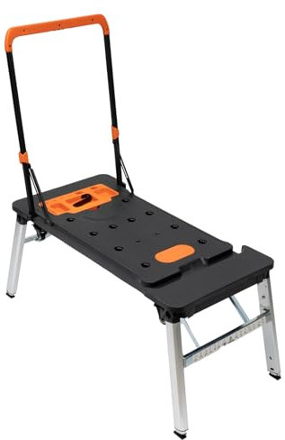 7 In 1 Mobil Rollbrett Werkbank, Mobiler Arbeitstisch bis 150kg, Multifunktional Werkbank HöHenverstellbar gerüst arbeitsplattform