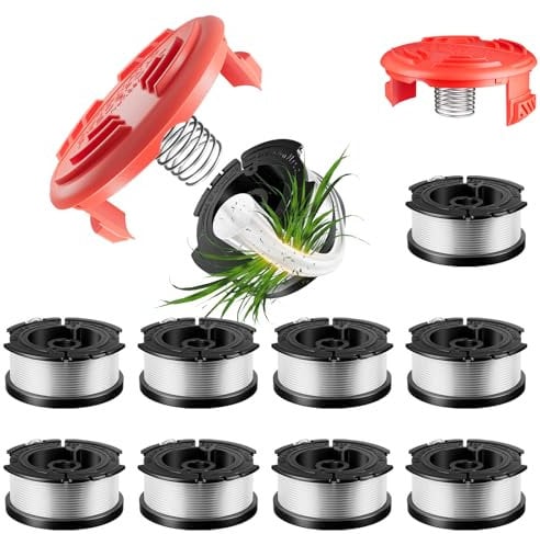 Chway 14 Stück AF-100 Unkrautfresser-Saiten, kompatibel mit Black and Decker Unkrautfresser, 1,2 cm AFS Ersatzspule für automatische Zuführung, 12 Spulen (109,7 m insgesamt), 2 RC-100-P-Kappen und 2