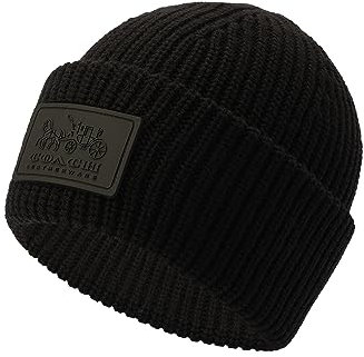 COACH Damen Patch Beanie, Schwarz, Einheitsgröße