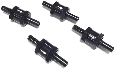 Krtopo 4PCS Fuel Check Valve One Way Inline Non Return Diesel Gasoline Aluminium Alloy Fuel Line Check Valve Black (1/4 6mm)