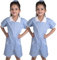 A2Z 4 Kids Girls Uniform School Playsuit Soft Comfortable Gingham - UF Playsuit 855 2 Pack Blue 3-4