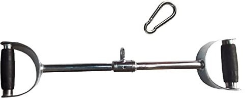Rivotrance Lat Bar Cable Machine Attachment - Premium Press Down & V-Shaped Tricep Bars with Revolving Hanger - Rubber Handled Curl Pulldown Bar for Home Gym Workouts 23 Inch