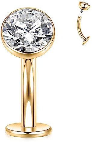 hengkaixuan G23 Titan Bauchschmuck Disc Bottom Belly Button Ring Flat Back Navel Piercing Schmuck 14G Belly Piercing Curved Barbell 10mm Internally Threaded Navel Ring für Frauen