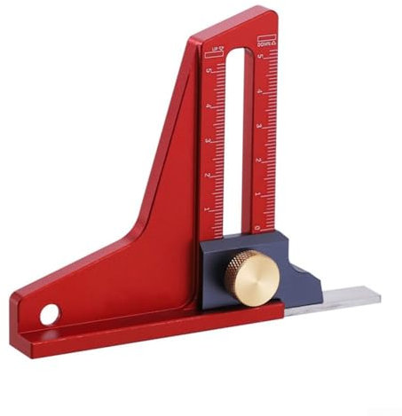 Emiif Height Gauge, Setup Adjustable Table Saw Depth Gauge - Aluminum Dual Scales DIY Ruler Woodworking Height Measurement Tool(0-5mm)