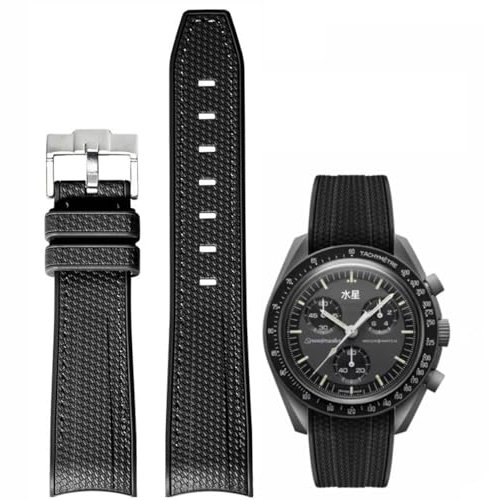 AIYIRUO Uhrenarmband Kompatibel Mit Omega X Swatch MoonSwatch, 20mm Gummi Ersatzband für Speedmaster, für Männer Und Frauen