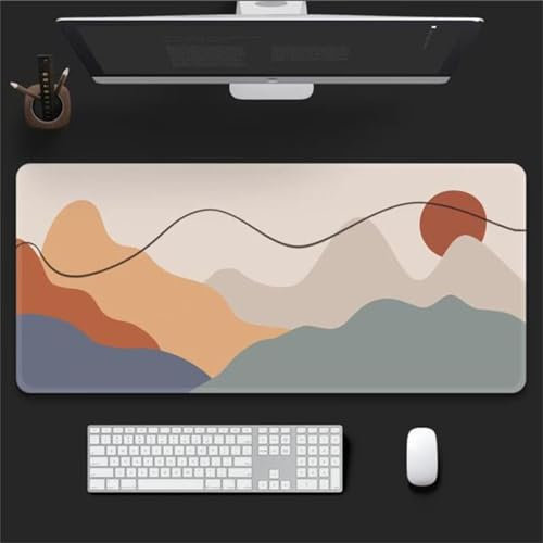 Grand Tapis de Souris de Jeu 900x400x2mm Tapis de Souris XXL Gamer Vert Orangé Tapis de Clavier Antidérapant avec Bords Cousus pour Joueurs Bureau Maison