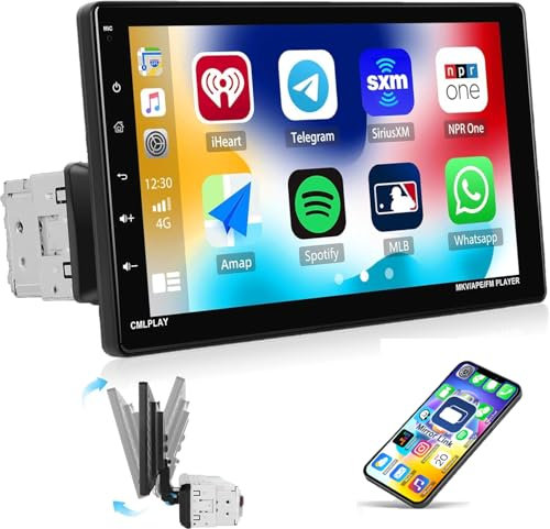 CAMECHO Wireless Radio Coche Carplay 1 DIN Android Auto, Autoradio Bluetooth Coche con 9 Pulgadas Pantalla Táctil Enlace Espejo FM Radio de Coche Soporte USB/U Disco