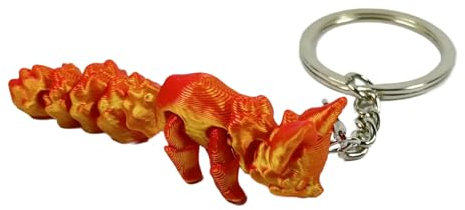 Porte-clés renards articulés en 3D avec dégradé coloré - Figurine d'action de collection - Décoration de bureau