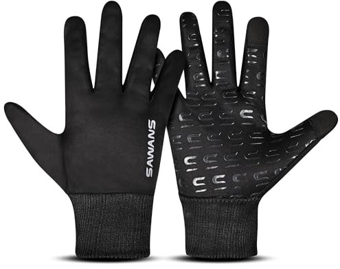 SAWANS Warm Winter Gloves Running Cycling Gloves Touch Screen Anti-slip for Men Women Cold Weather Driving Sports Outdoor Bike Gloves Hiking Ski Climbing Riding Walking (Black, M)