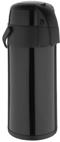 Olympia Double Wall Pump Action Stainless Steel Airpot, 5Ltr, Black | Serves up to 169.1fl oz of hot or cold drinks at catering events, using a simple lever system for spill-free dispensing.