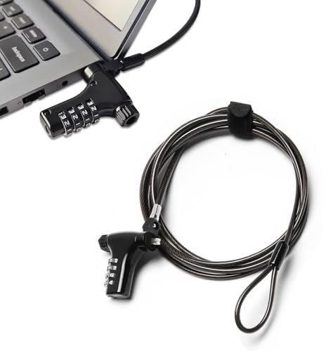 Soserkouer Laptop Lock, Laptop Anti-Theft with 2 m, Cut-resistant Cable, for Laptops, MacBook, Tablets, iPad Others with Wedge-Shape Security Slot