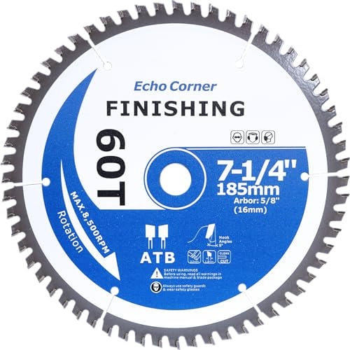 Echo Corner 185mm (16mm Bohrung) 60Z Holz Schneiden Kreissägeblatt Allzweck Fein-Finish Holzbearbeitung, passen 15.88 Bohrung (16mm Bohrung)