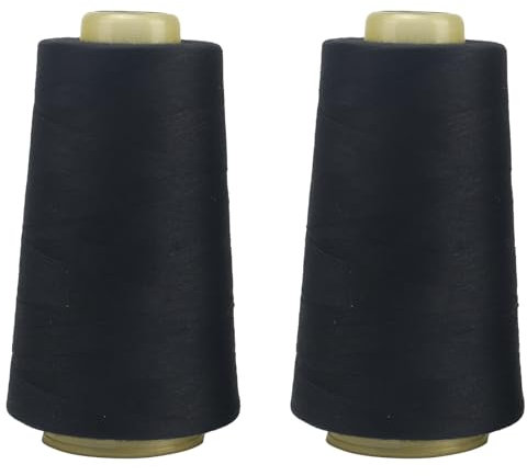FOGAWA 2 rotoli Rocchetti di filo da cucito 40S/2, 3000 Yards Filato da cucito universale poliestere filo da cucito a mano Filo da cucire per Cucito, Quilting, Patchwork (nero)