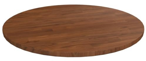NQJIBUE Home Garden Runde Tischplatte Dunkelbraun 50 x 1,5 cm massives Eichenholz