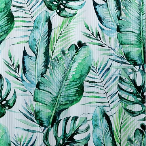 dktie Fensterfolie Blickdichte Monstera Sichtschutzfolie mit Riffelung Wärmedämmung Anti-UV, 90x200cm