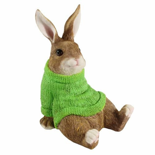 colourliving Hasen Deko Figuren Osterhasen Figuren Groß witzige, entspannte Osterhasen mit Pullover Deko Hasen (Grün)