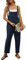 Vanchenl Salopette ample en coton et lin pour femme - Décontractée - Baggy - Réglable - Pantalon sarouel, bleu, XL