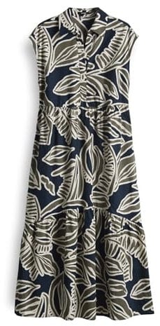 OPUS Damen Midikleid | Printkleid WERISA Tropical A-Linie mit Volantstufen Olive Leaf, 40