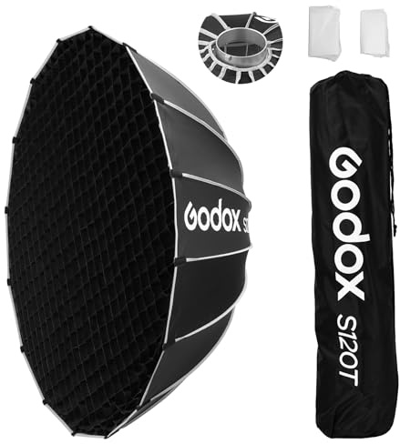 Godox S120T 120cm/47 Quick Release Softbox Umbrella softbox with Grid | Removable Foldable Softbox with Bowen Mount Holder,Diffusers for Photography, Speedlite, Studio Flash, Monolight