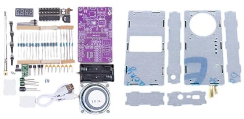 Sirxlevcy DIY FM-Radio-Elektronikbausatz mit Einstellbarer Frequenz Von 87,5-108 MHz, Lautsprecher, Digitalem Display und Lötarbeiten-Projekt A.