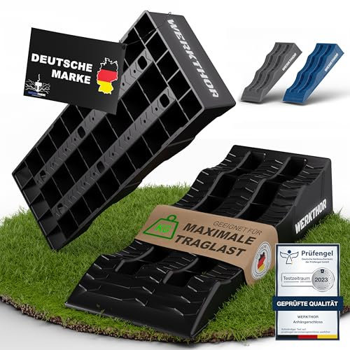 WERKTHOR Auffahrkeile Wohnmobil – [2er Set] stabile Auffahrkeile für Wohnwagen & Camper | Keile Wohnmobil für sicheres Nivellieren [<3t] – Robustes Design für jeden Untergrund
