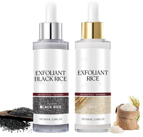 Weißes Reisserum + Schwarzes Reisserum, sanftes, weicheres Gesichts- und Körperpeeling, beruhigend und aufhellend, pflegend, verfeinert die Haut, Mitesser-Entferner für alle Hauttypen (2psc)