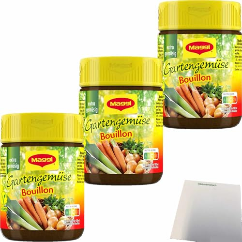 usy Bundle für Maggi Gartengemüse Bouillon für 7L 3er Pack (3x130g Glas) + usy Block