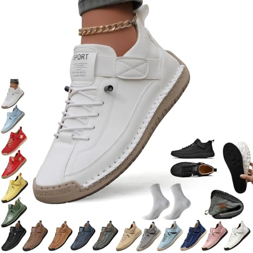 2026 Neu Montela Schuhe Damen, Montela Sneakers, Komfortable & Schmerzfreie Orthopädische Sneakers, Slip-On, Leichte Atmungsaktive, Das Gehen Komfortabler Gestalten(Weiß mit gelbem Hintergrund,39)
