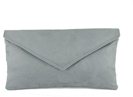LONI Handtasche, Velourslederimitat, handgefertigt in Großbritannien, Gris, Medium