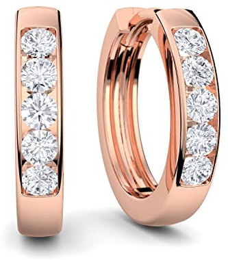 Creolen Rosegold von AMOONIC mit Zirkonia (Silber 925 hochwertig vergoldet) | Luxusetui & Gravur, Kreolen Ohrringe Geschenkidee Geschenke Freundin Valentinstag für Frauen